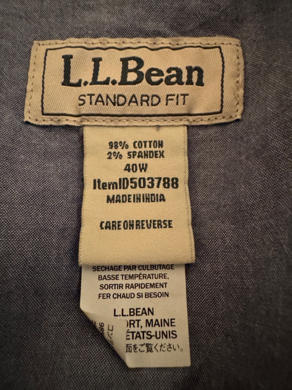 LL Bean Mens Khaki Sandwashed Standard Fit Shorts- 40 W, 9 Inch- worn 2x - Picture 7 of 8